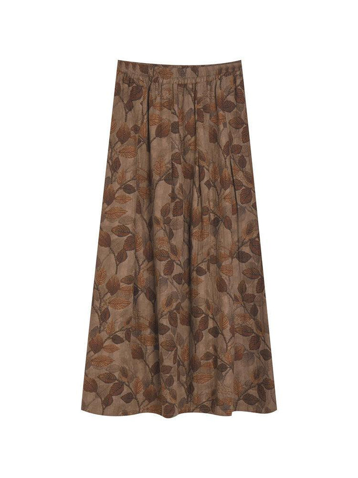 Vintage Elastic Waist Printed A- Line Midi Skirts - ZYLIRA