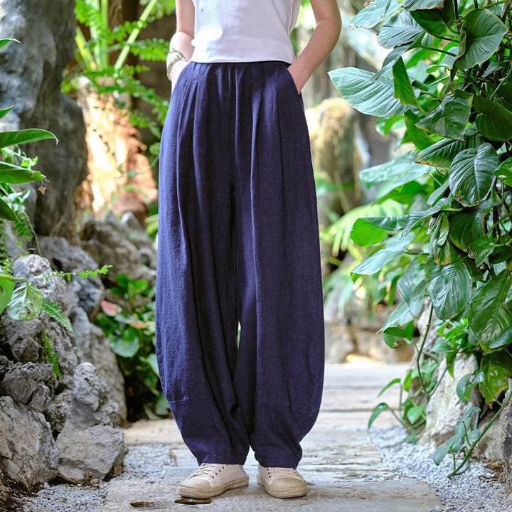 Solid Color Loose Linen Harem Pants for Women - ZYLIRA