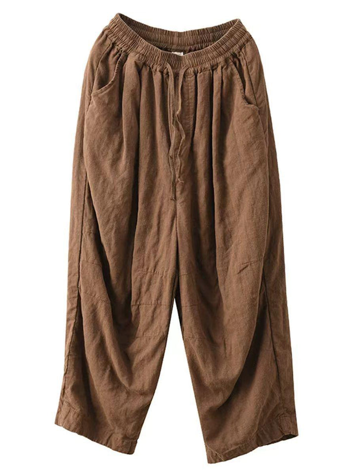 Women Casual Solid Color Loose Linen Pants - ZYLIRA