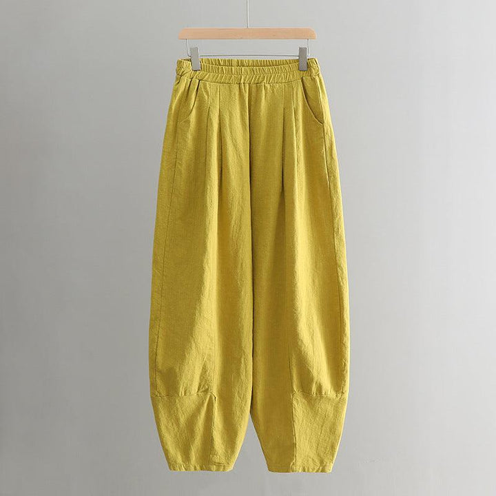 Solid Color Loose Linen Harem Pants for Women - ZYLIRA