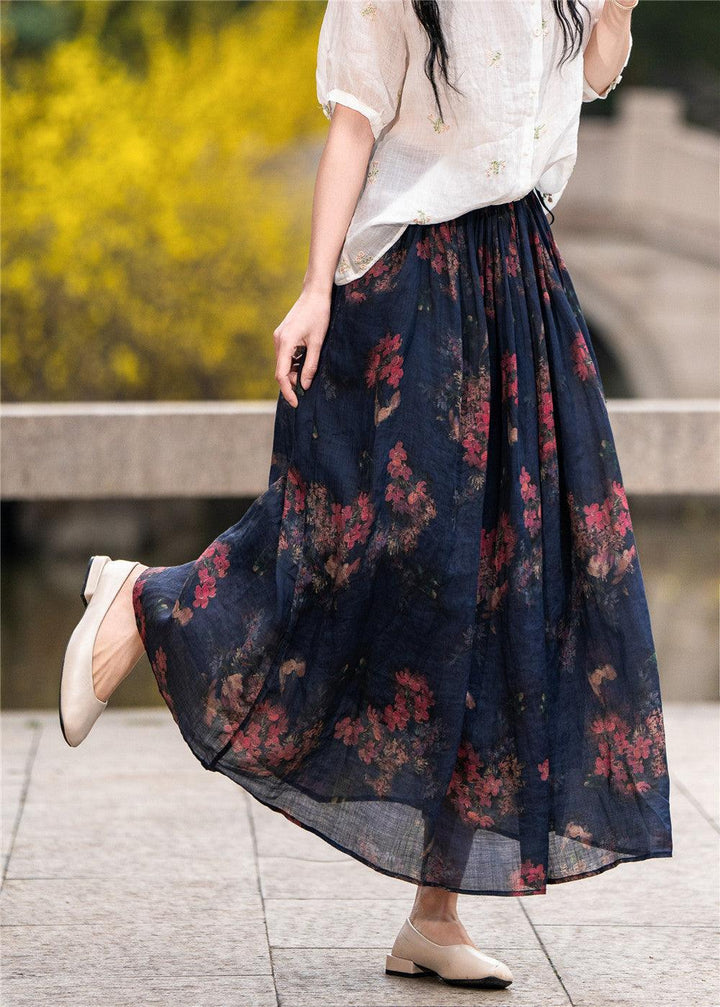 Casual Printed Elastic Waist A- Line Midi Skirts - ZYLIRA