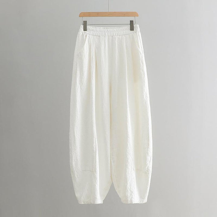 Solid Color Loose Linen Harem Pants for Women - ZYLIRA