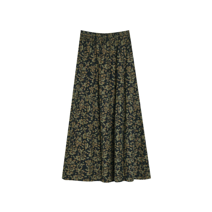 Vintage Elastic Waist Printed A- Line Midi Skirts - ZYLIRA