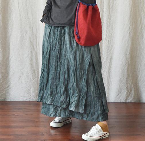 Double Layered Textured Distressed Linen Casual Skirts - ZYLIRA