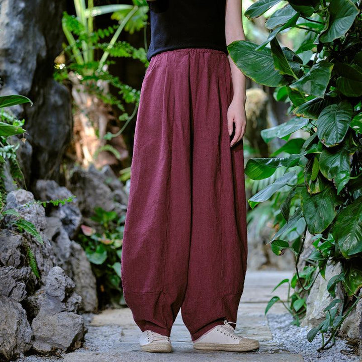 Solid Color Loose Linen Harem Pants for Women - ZYLIRA