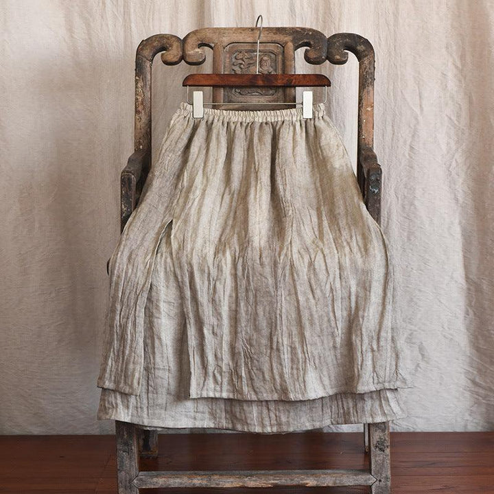 Double Layered Textured Distressed Linen Casual Skirts - ZYLIRA