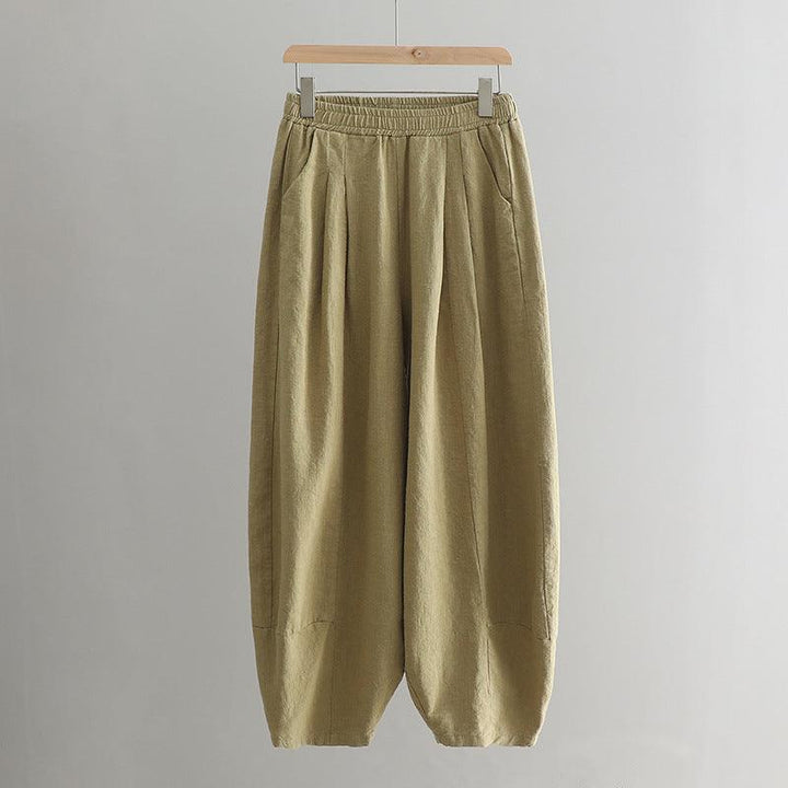 Solid Color Loose Linen Harem Pants for Women - ZYLIRA