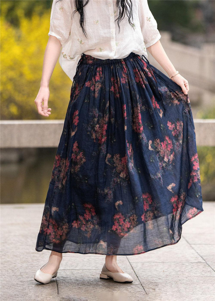 Casual Printed Elastic Waist A- Line Midi Skirts - ZYLIRA