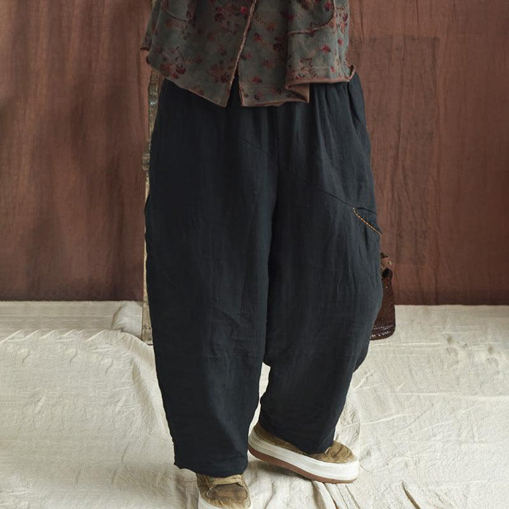 Women Winter Loose Fit Vintage Cotton Linen Trousers - ZYLIRA