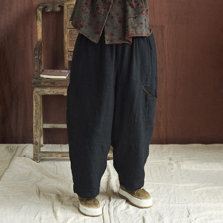 Women Winter Loose Fit Vintage Cotton Linen Trousers - ZYLIRA