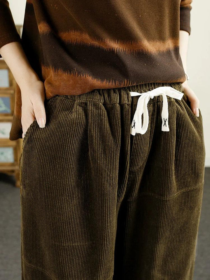 Women Autumn Warm Corduroy Harem Pants - ZYLIRA