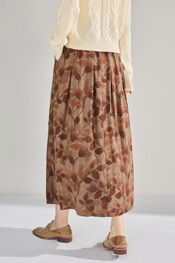 Vintage Elastic Waist Printed A- Line Midi Skirts - ZYLIRA