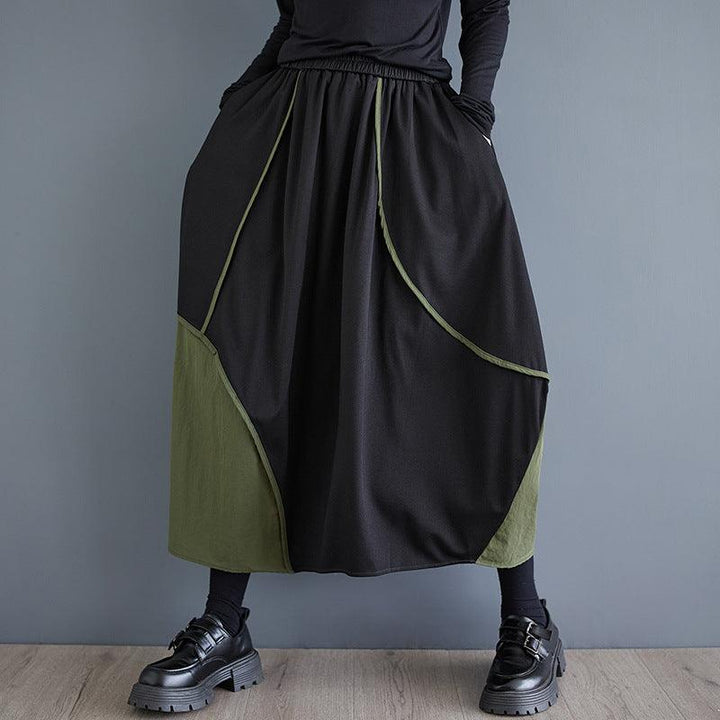 Casual Elastic Waist Asymmetric Color Block Skirts - ZYLIRA