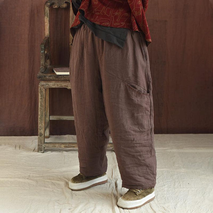 Women Winter Loose Fit Vintage Cotton Linen Trousers - ZYLIRA