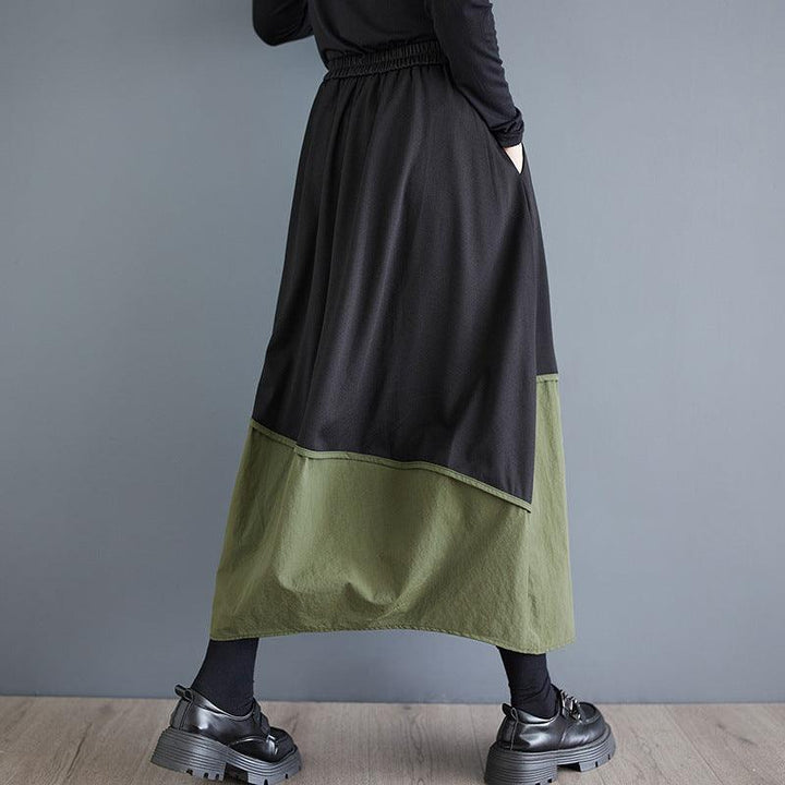 Casual Elastic Waist Asymmetric Color Block Skirts - ZYLIRA