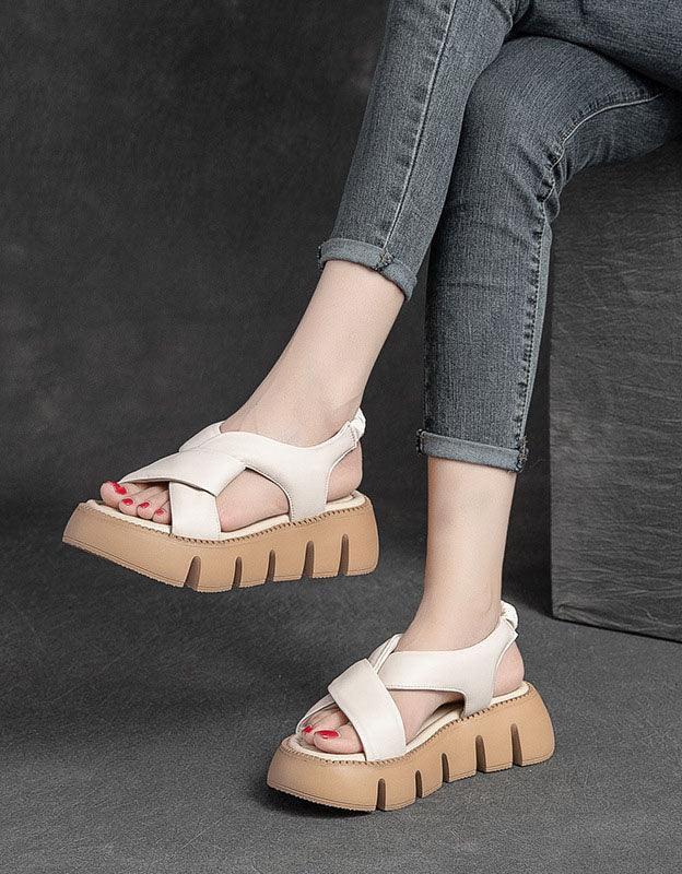 Wide Toe Box Cross Strap Slingback Platform Sandals - ZYLIRA