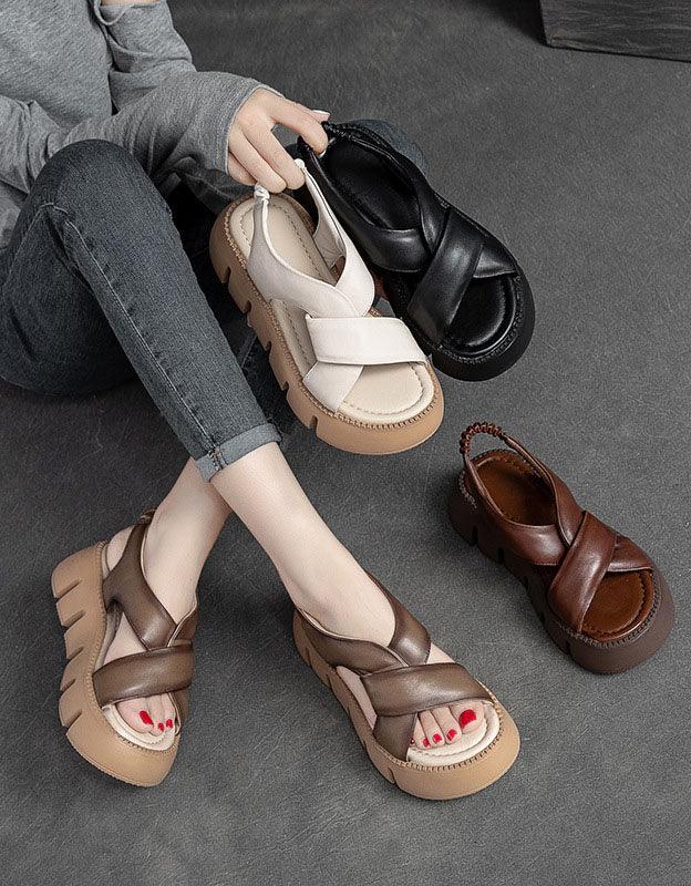 Wide Toe Box Cross Strap Slingback Platform Sandals - ZYLIRA