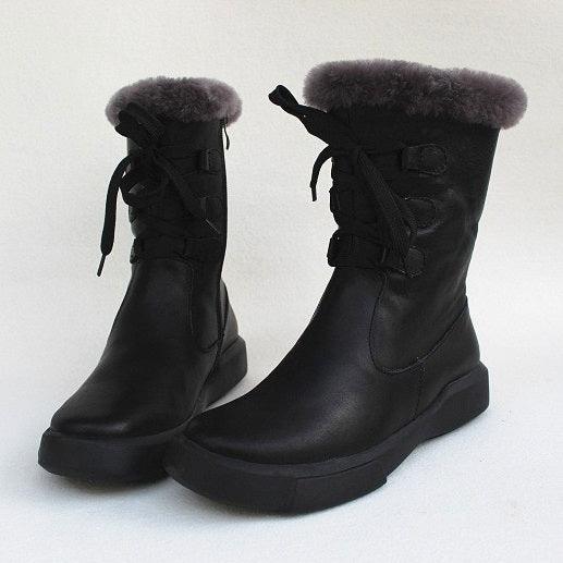 Pure Leather Waterproof Winter Boots With Fur 35-41 - ZYLIRA