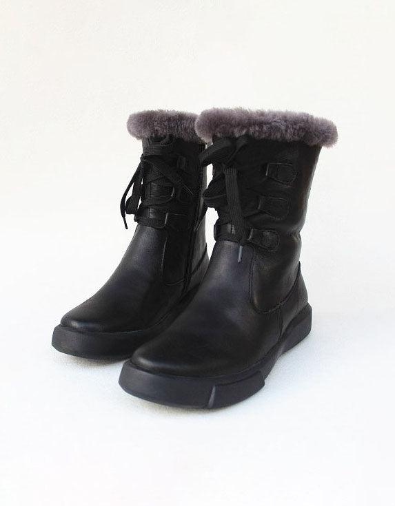 Pure Leather Waterproof Winter Boots With Fur 35-41 - ZYLIRA