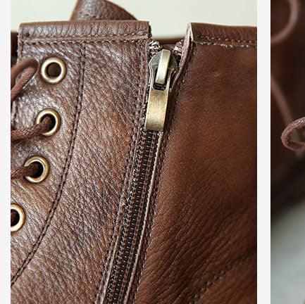 Retro Leather Seven Eyelets Lace-up Martin Boots - ZYLIRA