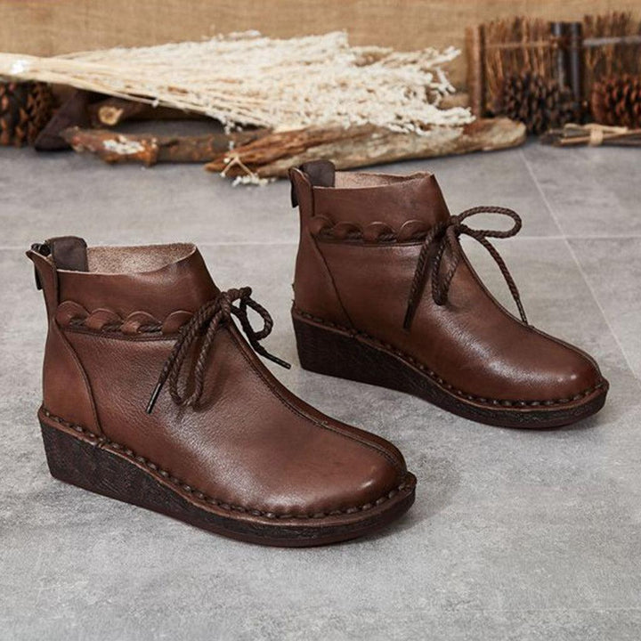 Retro Leather Handmade Women's Short Boots - ZYLIRA
