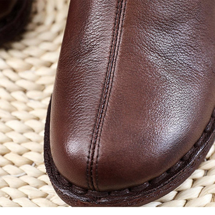 Retro Leather Handmade Women's Short Boots - ZYLIRA