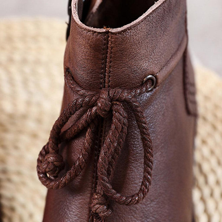 Retro Leather Handmade Women's Short Boots - ZYLIRA