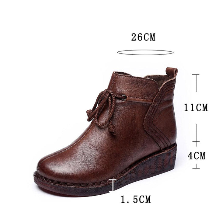 Retro Leather Handmade Women's Short Boots - ZYLIRA