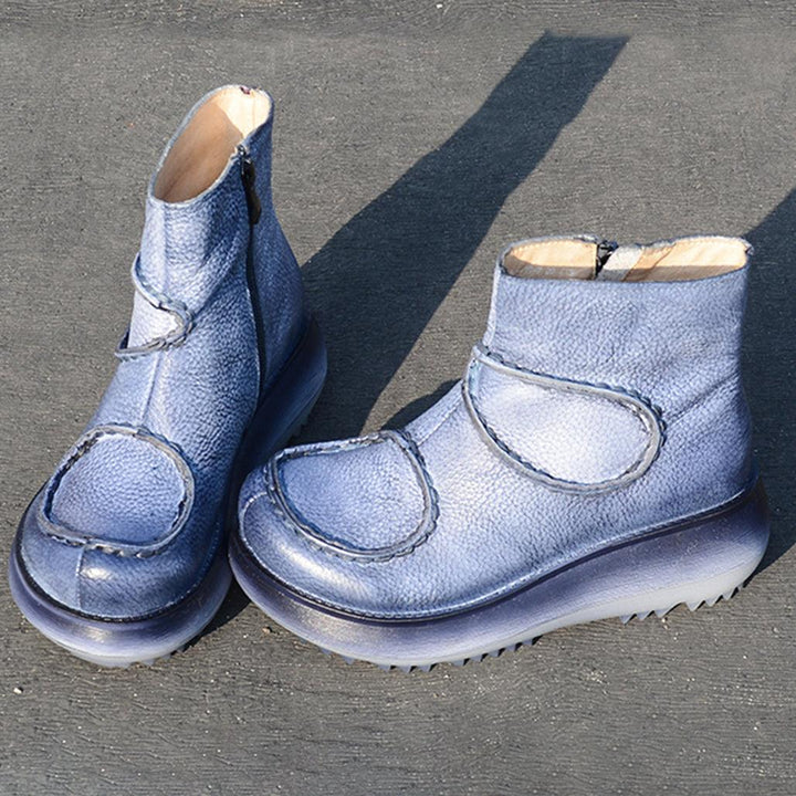 Retro Leather Wedge Short Boots | Gift Shoes - ZYLIRA