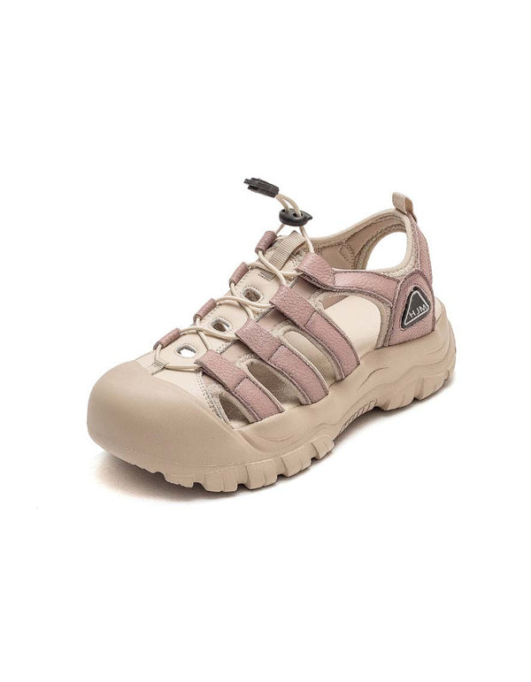 Sandalen mit runder Zehenpartie und Cut-Out-Sneakers aus Leder