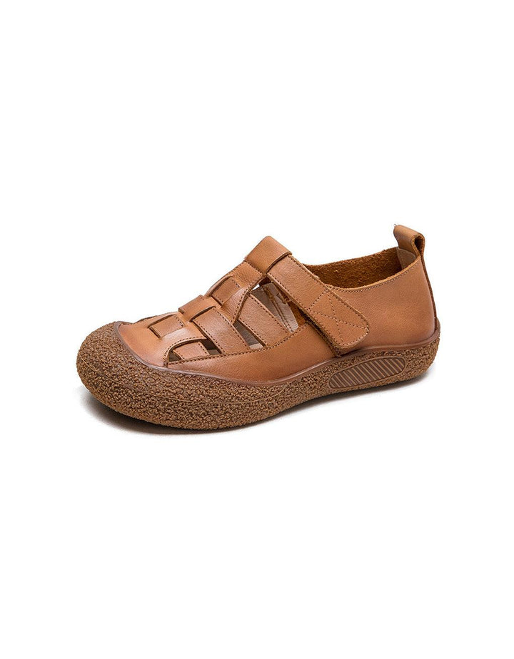 Round Toe Leather Braid Comfortable Retro Sandals - ZYLIRA