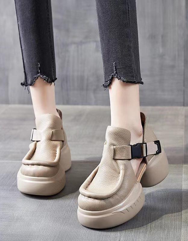 Side Buckle Comfortable Round Toe Plaftorm Sandals - ZYLIRA