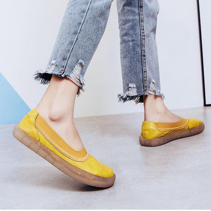 Round Toe Soft Leather Casual Sneakers 34-41 - ZYLIRA