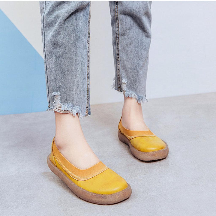 Round Toe Soft Leather Casual Sneakers 34-41 - ZYLIRA