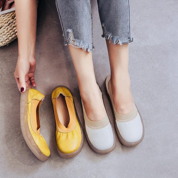 Round Toe Soft Leather Casual Sneakers 34-41 - ZYLIRA