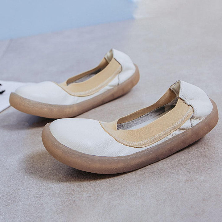 Round Toe Soft Leather Casual Sneakers 34-41 - ZYLIRA