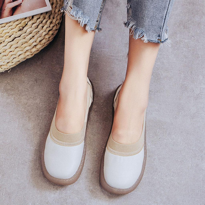 Round Toe Soft Leather Casual Sneakers 34-41 - ZYLIRA