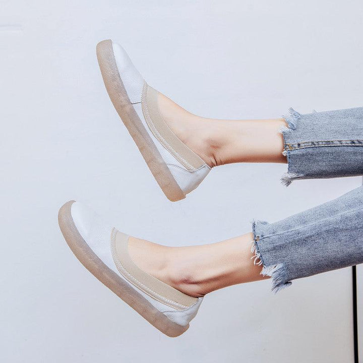 Round Toe Soft Leather Casual Sneakers 34-41 - ZYLIRA