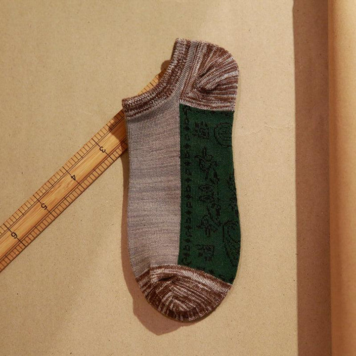 Spring Autumn Jacquard Color Matching Socks (5 Pairs) - ZYLIRA