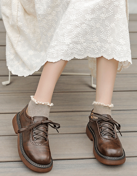 Spring Round Toe Lace-up Mary Jane Shoes March Shoes Collection 2023 85.00