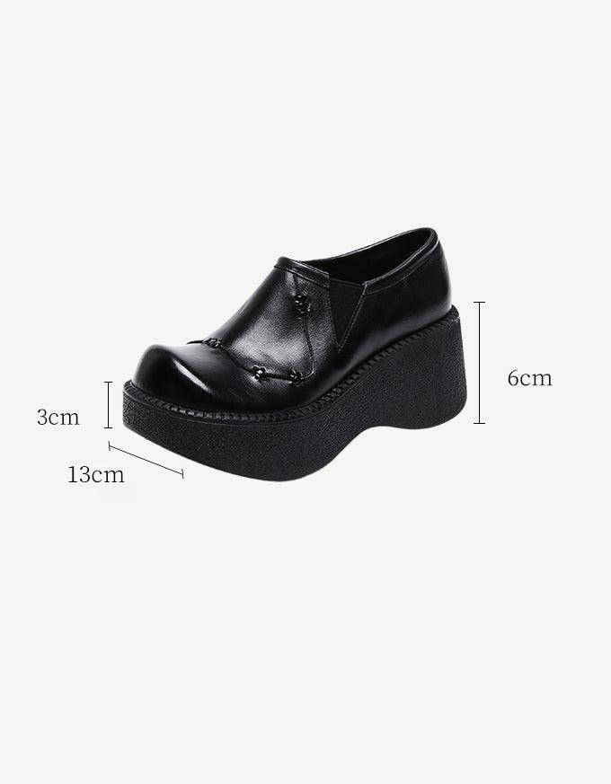 Spring Retro Leather Platform Wide Toe Box Shoes - ZYLIRA