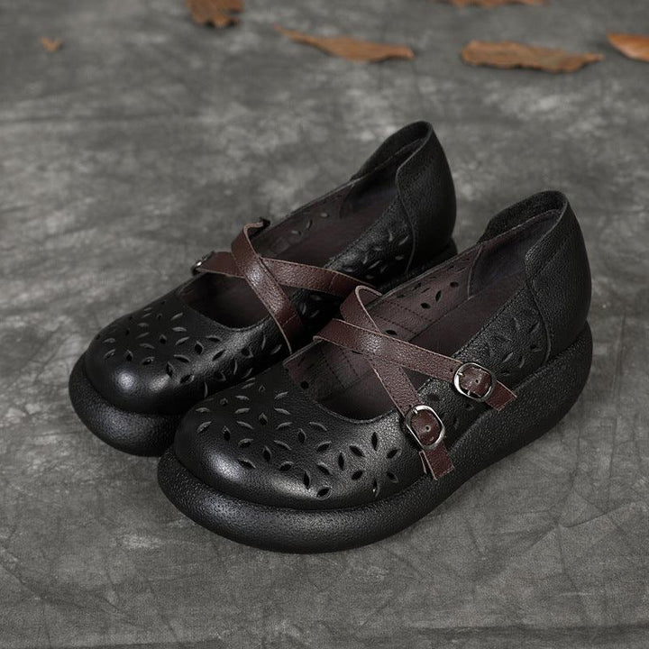 Handmade Retro Hollow Comfy Platform Sandals - ZYLIRA