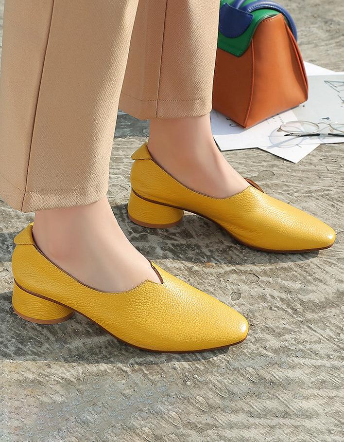 Spring Pointed Toe Elegant Chunky Heels Pumps - ZYLIRA