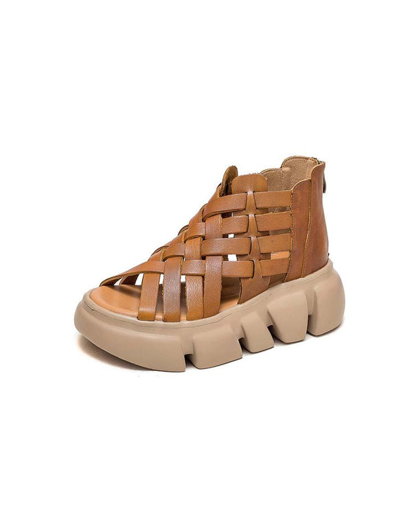 Summer Open Toe Vintage Woven Platform Sandals - ZYLIRA