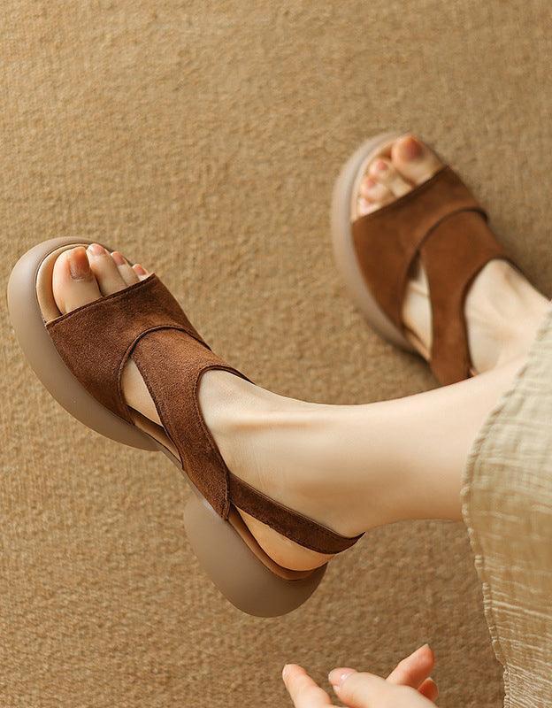 Summer Suede Open Toe Platform Slingback Sandals - ZYLIRA