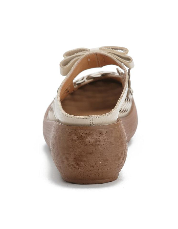 Wide Head Soft Sole Summer Hollow Platform Slippers - ZYLIRA
