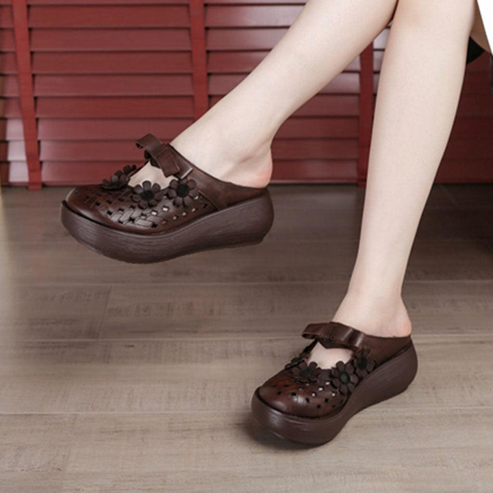 Wide Head Soft Sole Summer Hollow Platform Slippers - ZYLIRA