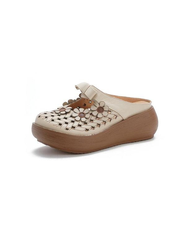 Wide Head Soft Sole Summer Hollow Platform Slippers - ZYLIRA