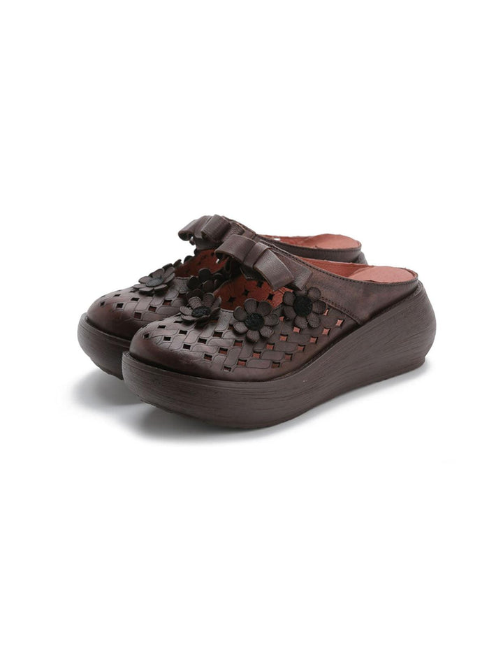 Wide Head Soft Sole Summer Hollow Platform Slippers - ZYLIRA