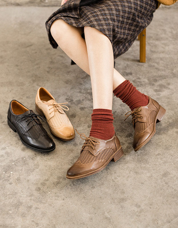 Vintage Braided Sheepskin Brogue Oxfords for Women Aug Shoes Collection 2022 127.00